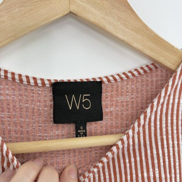 W5 Anthropologie Textured‎ Stripe Twist Knot 3/4 Sleeve Blouse Size Sm, FLAWS - Picture 10 of 14